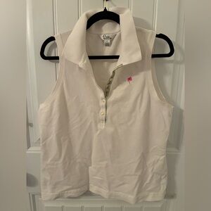 Lilly Pulitzer, white sleeveless polo shirt